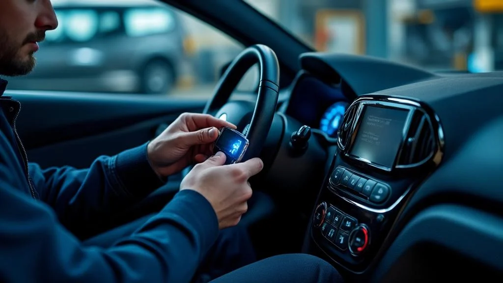 Technicien réparant l’anti-démarrage Clio 2 avec extraction du code électronique détaillée